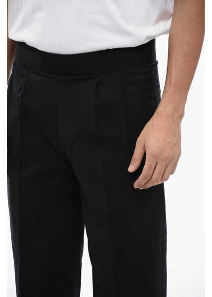 Pantaloni casual Neil Barrett Tapered Fit Linen Blend Pants With Double Pleat Black Barbati (BM 16209993) 3