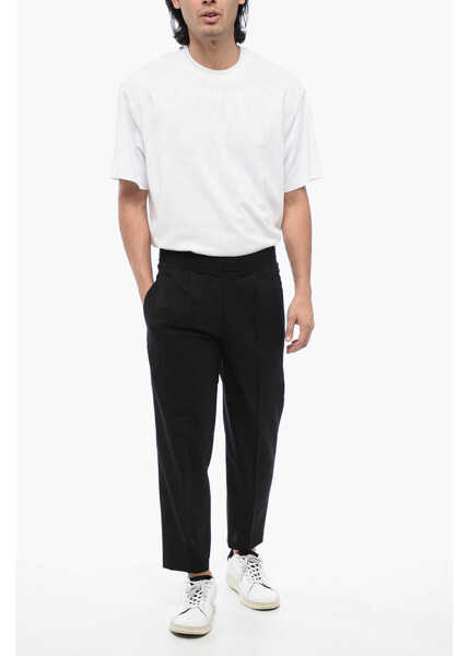 Pantaloni casual Neil Barrett Tapered Fit Linen Blend Pants With Double Pleat Black Barbati (BM 16209993) 4