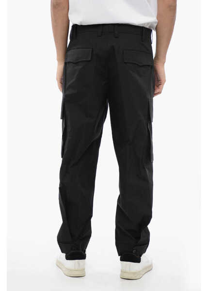Pantaloni casual Neil Barrett Cotton Blend Fireman Loose Fit Cargo Pants Black Barbati (BM 16209999) 2
