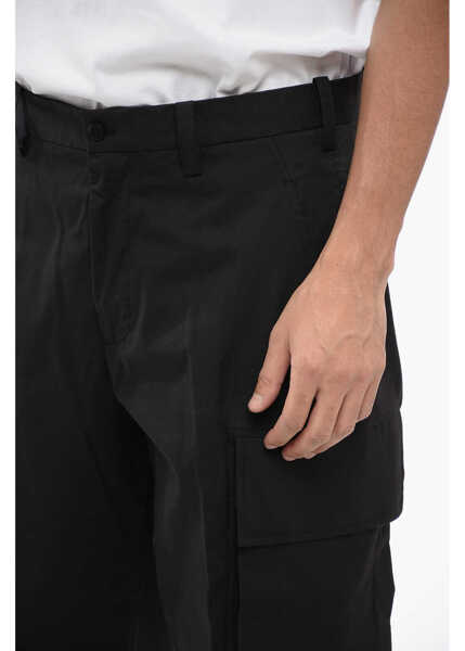 Pantaloni casual Neil Barrett Cotton Blend Fireman Loose Fit Cargo Pants Black Barbati (BM 16209999) 3