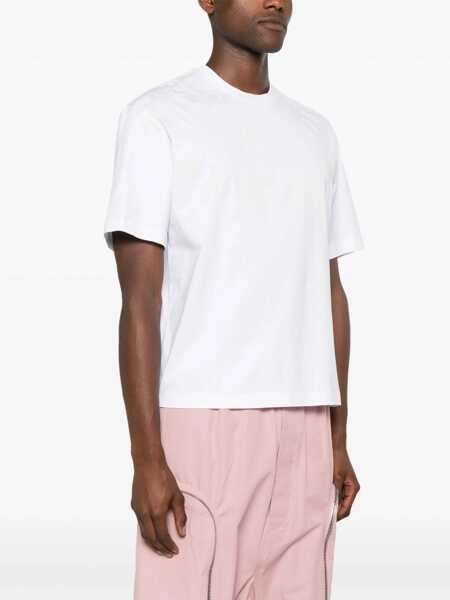 Tricouri Neil Barrett Dropped Shoulder Fairisle Thunderbolt Cotton T-Shirt White Barbati (BM 16210026) 3