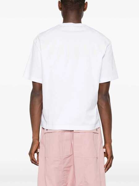 Tricouri Neil Barrett Dropped Shoulder Fairisle Thunderbolt Cotton T-Shirt White Barbati (BM 16210026) 4