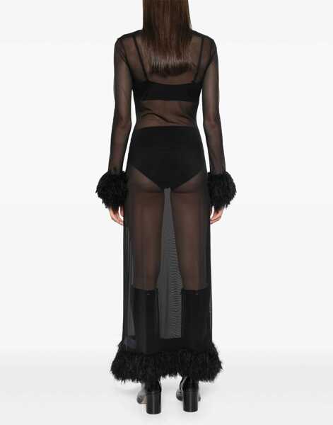 Rochii elegante MARINE SERRE Mesh Jersey Long Dress BLACK Femei (BM 16230594) 4