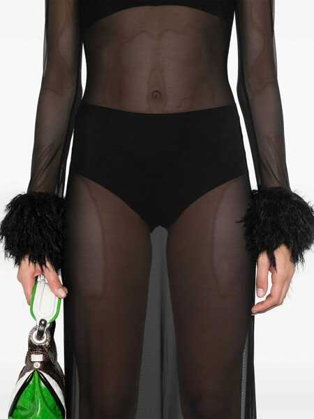 Rochii elegante MARINE SERRE Mesh Jersey Long Dress BLACK Femei (BM 16230594) 5