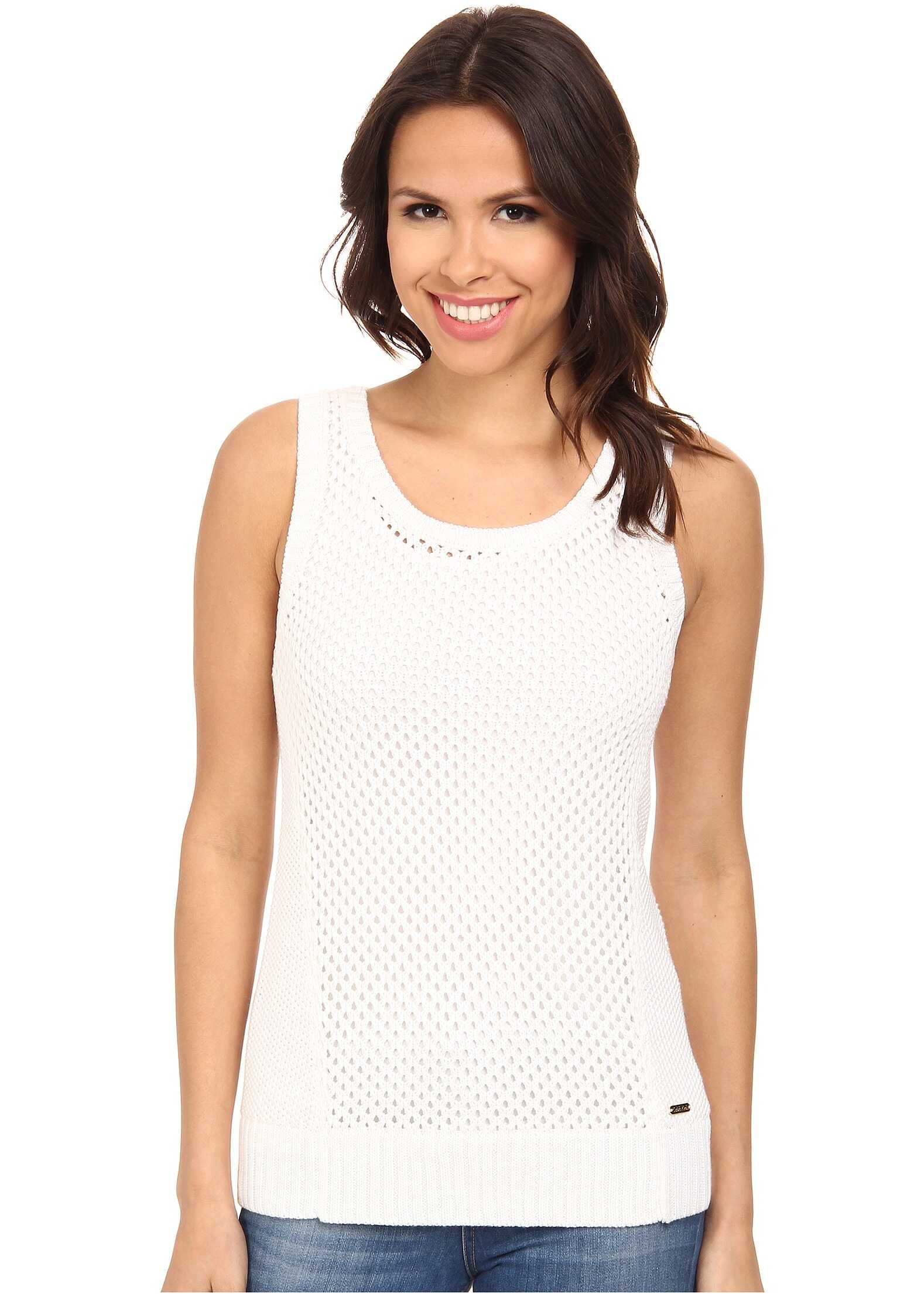 Pulover Calvin Klein Sleeveless Openstitch Sweater Soft White