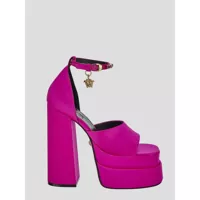 Pantofi cu toc Versace Fucsia Satin Medusa Sandals Femei