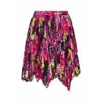 Fuste Multicolor Asymmetric Pleated Mini-Skirt With Logo Orchid Print In Polyester Woman Femei