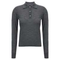 Tricouri Polo 'Liquoroso' Grey Long-Sleeve Polo Shirt In Wool Woman Femei