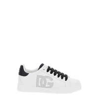 Sneakers 'Portofino' White Low Top Sneakers With Perforated Dg Logo In Leather Woman Femei