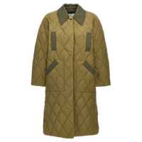 Geci de iarna Midi Green Quilted Coat In Recycled Fabric Woman Femei