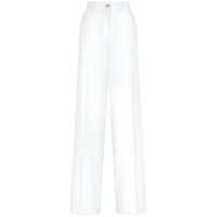Pantaloni casual Dolce & Gabbana White Palazzo Pants With Logo Detail In Stretch Cotton Woman