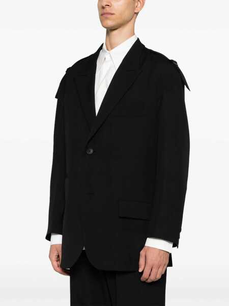 Geci Y-3 Yohji Yamamoto Single-Breasted Blazer With Strap Detail Black Barbati (BM 16272546) 3