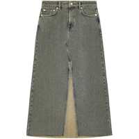 Fuste Maxi Grey Skirts With Slit At The Front In Denim Woman Femei