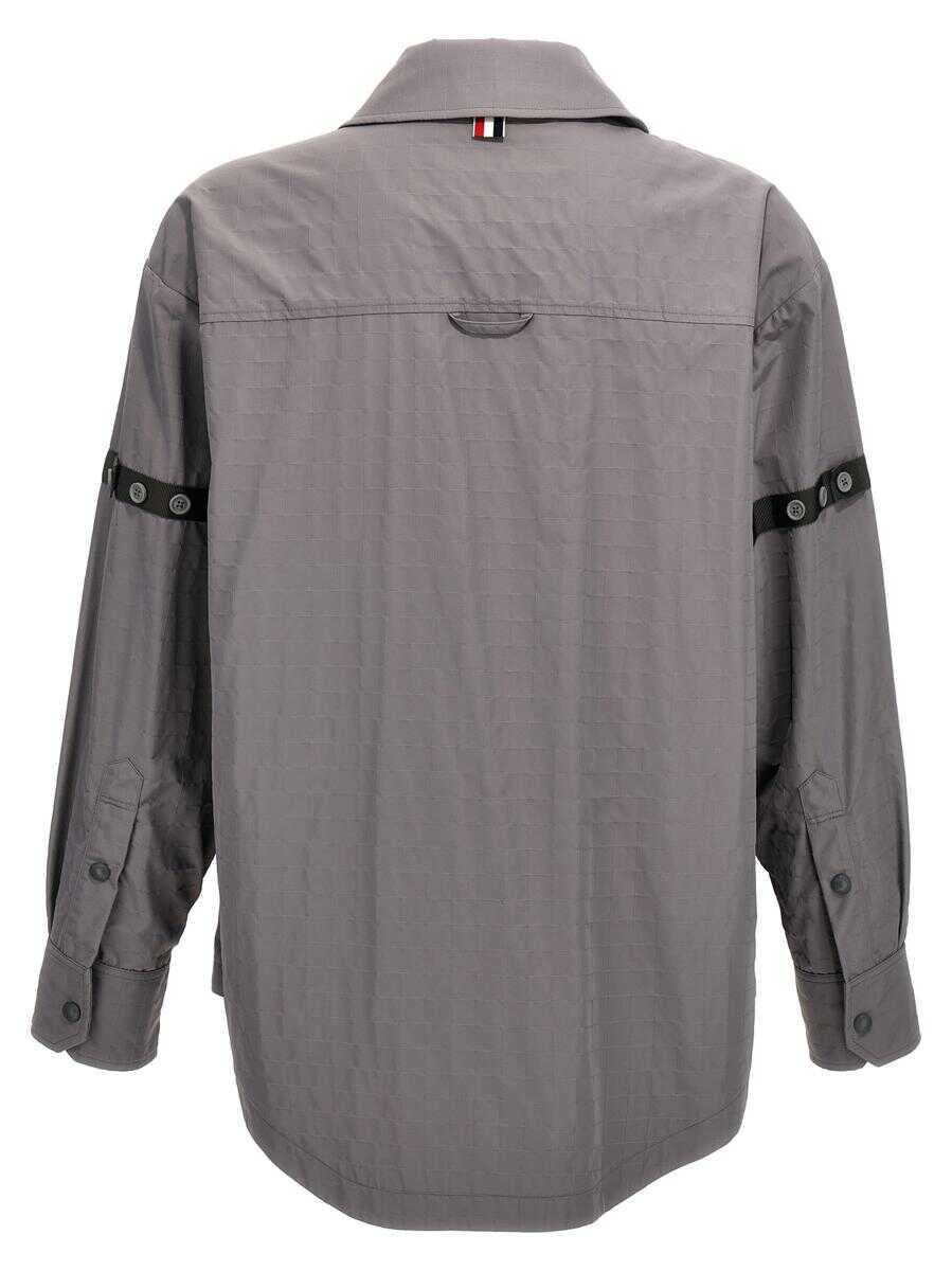 Camasi Thom Browne Thom Browne Snap Front Overshirt GRAY Barbati (BM 16276716) 2