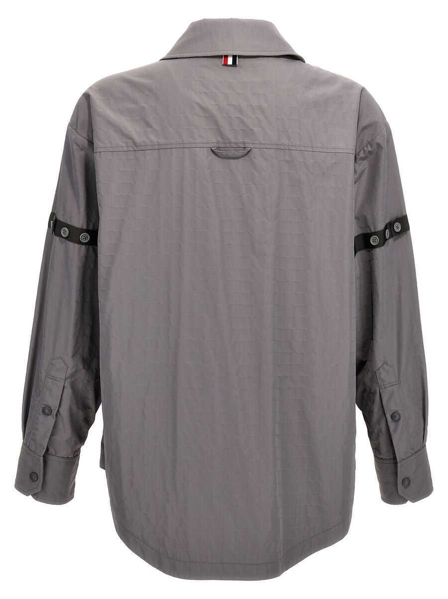Camasi Thom Browne Thom Browne Snap Front Overshirt GRAY Barbati (BM 16276719) 2