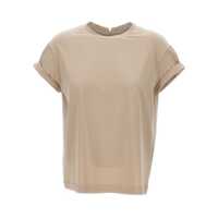 Tricouri Brunello Cucinelli Beige Cotton T-Shirt Femei