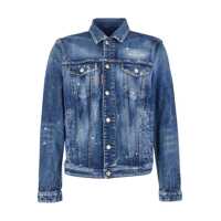 Geci 'Dan' Blue Jacket With Classic Collar In Denim Man Barbati