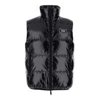 Geci de iarna Black Sleeveless Down Jacket With Dsq2 Logo Patch In Polyamide Man Barbati