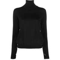 Topuri Black Turtle Neck With Contrasting Stitching Detail In Wool Woman Femei