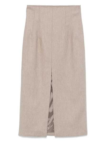 Fuste THE ANDAMANE The Andamane Stephanie Midi Skirt Beige Femei (BM 16284918) 2