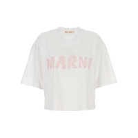 Tricouri Marni Logo Print Cropped T-Shirt Femei