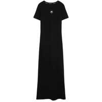 Rochii Black Long Dress With Crescent Moon Logo Embroidered On The Front In Cotton Woman Femei
