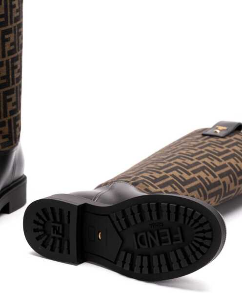 Sandale Fendi Leather Boots NEROTABACCO NERO Femei (BM 16288233) 2