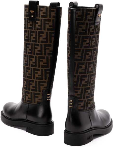 Sandale Fendi Leather Boots NEROTABACCO NERO Femei (BM 16288233) 3