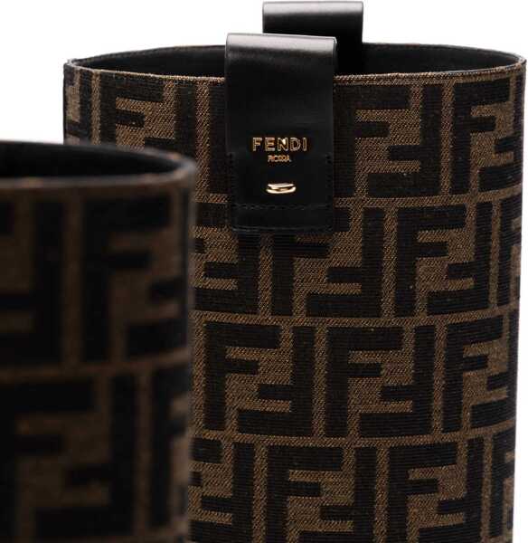 Sandale Fendi Leather Boots NEROTABACCO NERO Femei (BM 16288233) 5