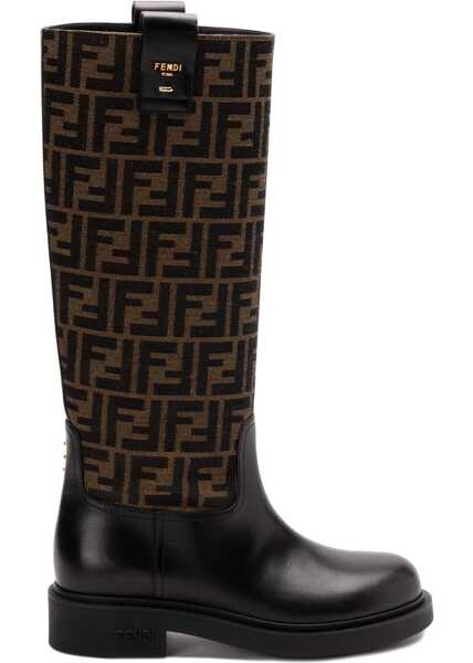 Sandale Fendi Leather Boots NEROTABACCO NERO Femei (BM 16288233) 1