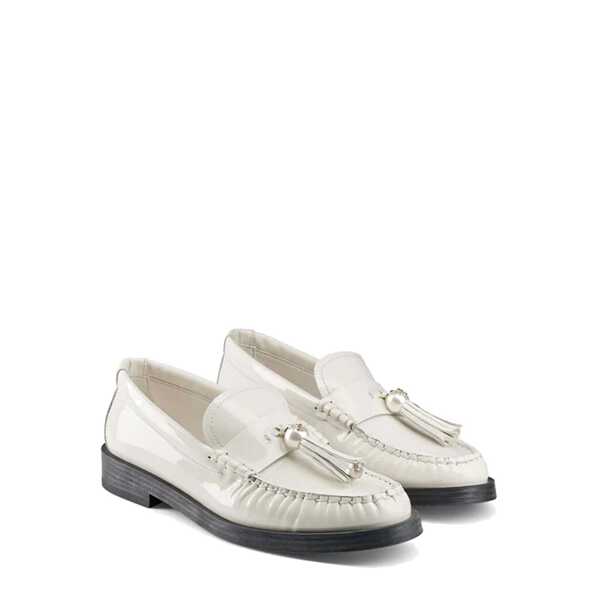 Pantofi fara toc Jimmy Choo Jimmy Choo Addie Pearl Leather Loafers White Femei (BM 16288875) 2