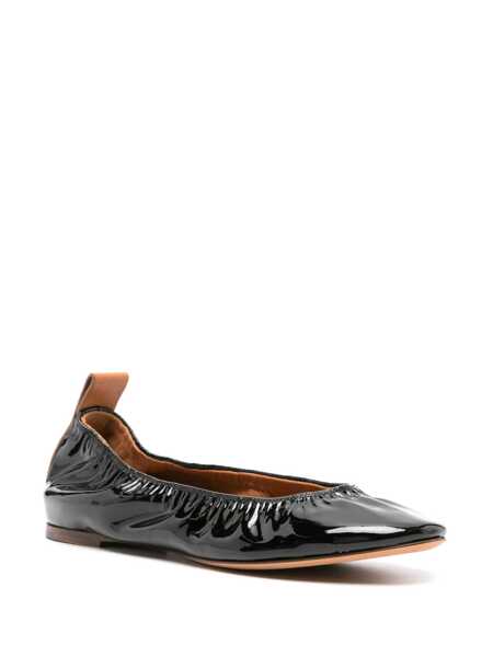 Pantofi fara toc Lanvin Lanvin Leather Ballerina Flats Black Femei (BM 16288878) 2