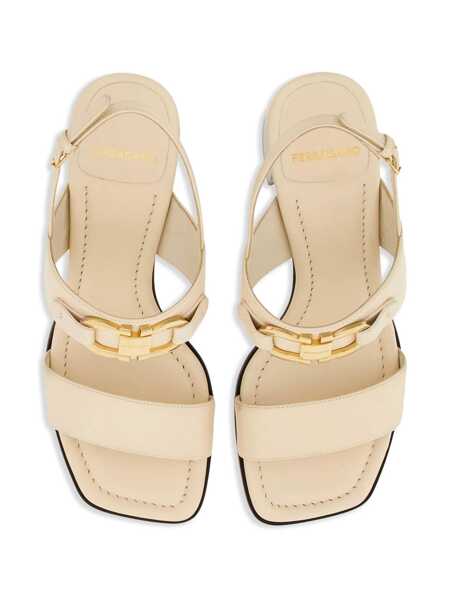 Sandale Salvatore Ferragamo Salvatore Ferragamo Lou Leather Sandals White Femei (BM 16288896) 4