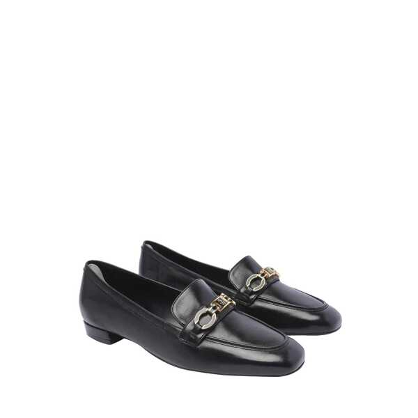 Pantofi fara toc Stuart Weitzman Stuart Weitzman Signature Square Leather Loafers Black Femei (BM 16288911) 2