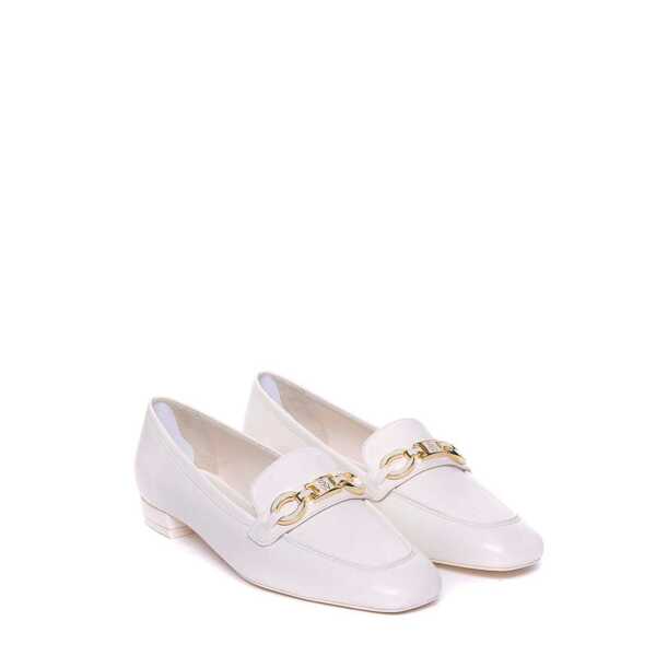 Pantofi fara toc Stuart Weitzman Stuart Weitzman Signature Square Leather Loafers White Femei (BM 16288914) 2
