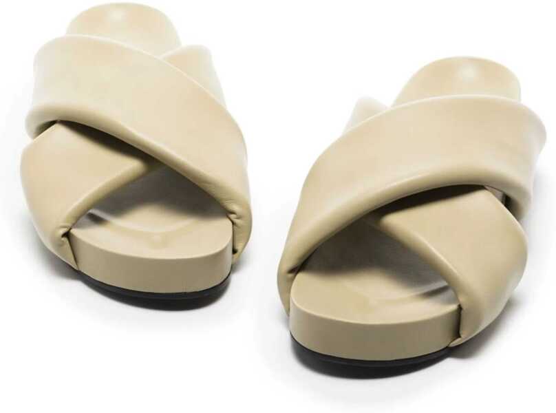 Sandale fara toc Jil Sander Criss Cross Designed Leather Sandals Beige Femei (BM 16289280) 2