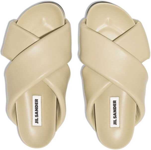 Sandale fara toc Jil Sander Criss Cross Designed Leather Sandals Beige Femei (BM 16289280) 4
