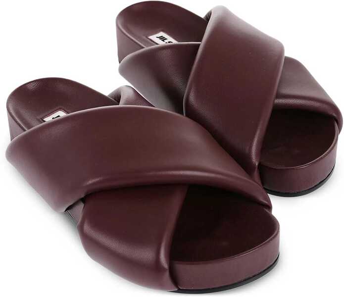 Sandale fara toc Jil Sander Criss Cross Designed Leather Sandals Burgundy Femei (BM 16289283) 2