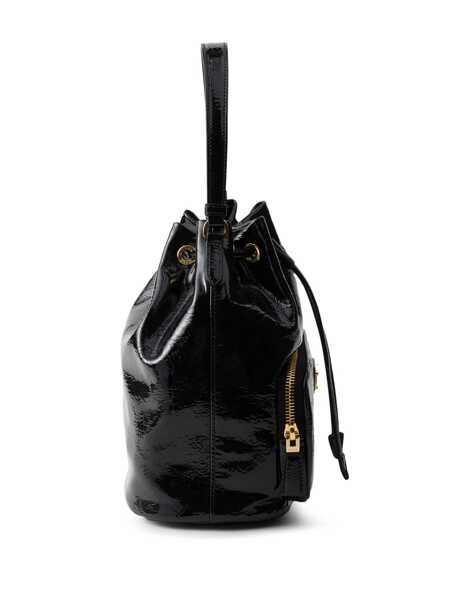 Genti de mana Prada Prada Duet Patent Leather Bucket Bag Black Femei (BM 16290804) 4