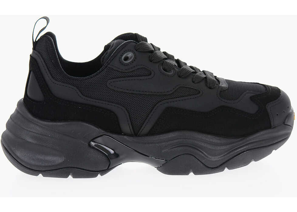 Sneakers Neil Barrett Croquis Mesh And Suede Solid Color Low-Top Sneakers Black Barbati (BM 16301175) 3