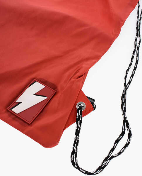 Rucsacuri Neil Barrett Solid Color Nylon Drawstring Backpack With Monogram Red Barbati (BM 16301184) 2