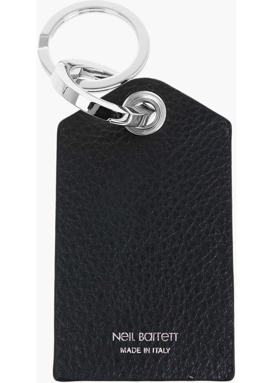 Brelocuri Neil Barrett Keyring With Textured Leather Pendant And Thunderbolt Detail Blue Barbati (BM 16301208) 2