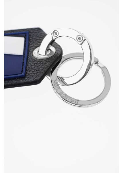 Brelocuri Neil Barrett Keyring With Textured Leather Pendant And Thunderbolt Detail Blue Barbati (BM 16301208) 3