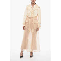 Trenciuri 1995 Double-Breasted See-Through Mesh Trenchcoat Femei