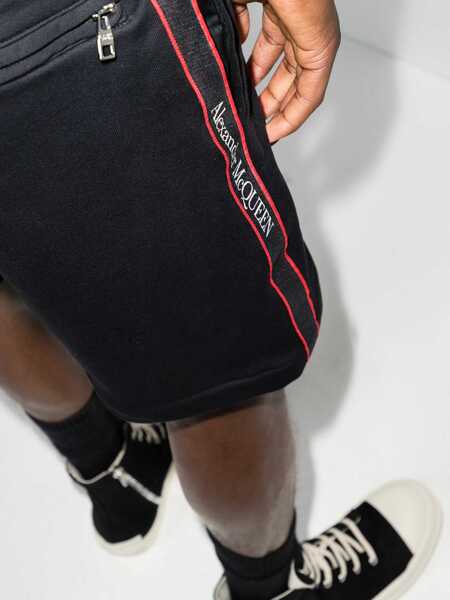 Pantaloni scurti Alexander McQueen Brushed Cotton Shorts With Side Logoed Bands Black Barbati (BM 16309185) 4