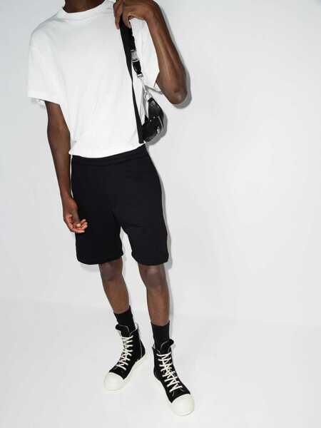 Pantaloni scurti Alexander McQueen Brushed Cotton Shorts With Side Logoed Bands Black Barbati (BM 16309185) 5