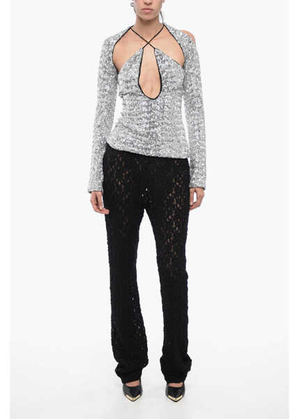 Bluze THE ATTICO Sequined Top With Detachable Sleeves Silver Femei (BM 16309221) 4