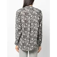 Camasi Isabel Marant Dama - Camasi casual Isabel Marant Etoile Floral Motif Shirt With Mandarin Collar Black & White Femei (BM 16309227) - B-mall.ro