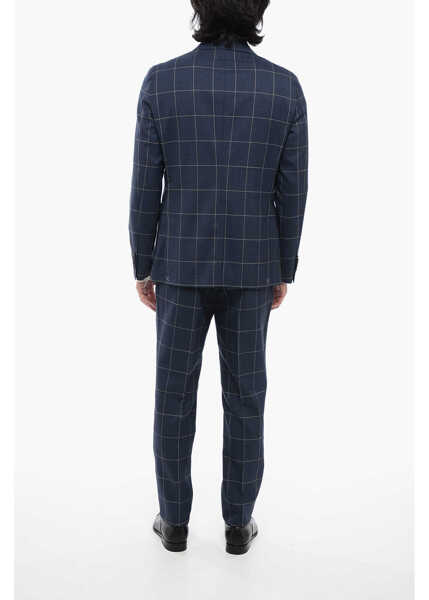Costume CORNELIANI Cc Collection Windowpane Checked Virgin Wool 2-Buttons Suit Blue Barbati (BM 16317069) 4