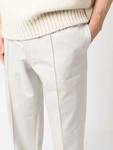 Pantaloni casual Jil Sander 4-Pocketed Twill Cotton Pants With Elastic Waistband White Barbati (BM 16317087) 5